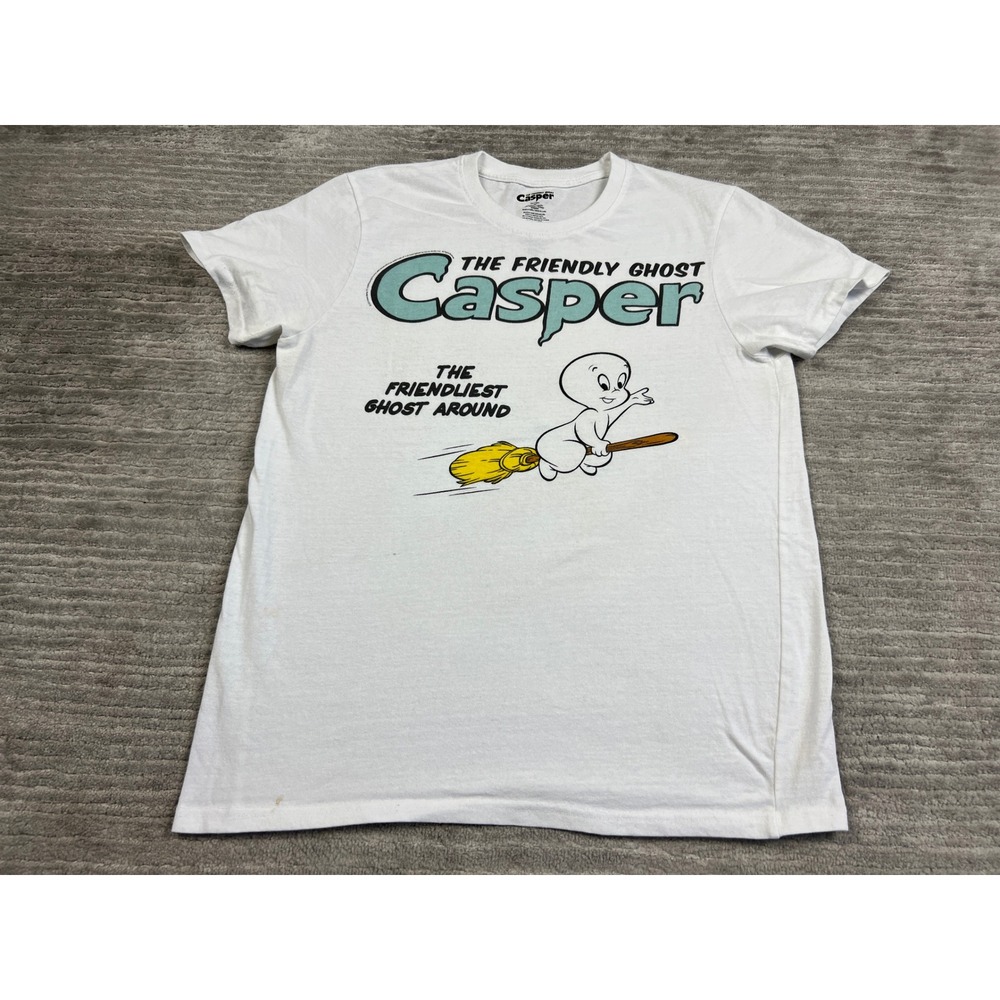 Casper Graphic T-Shirt Mens Medium White The Friendliest Ghost Around Cartoon